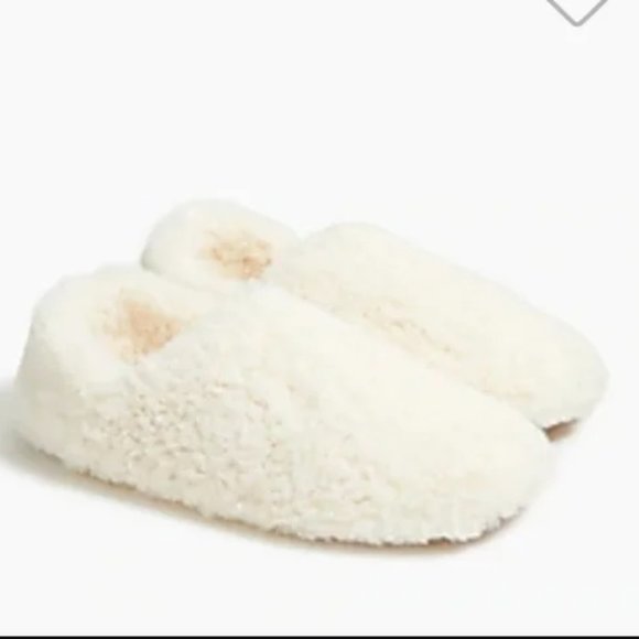 J. Crew Factory Shoes - J Crew Cozy Slippers in Ecru Size 9 NEW